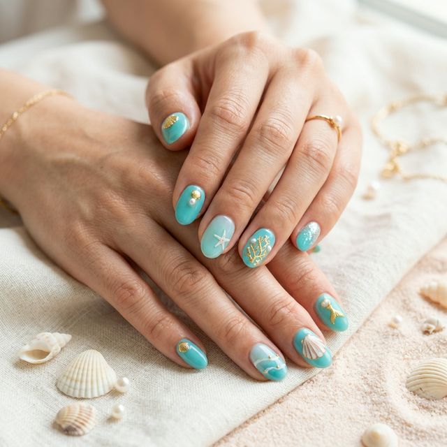 サマーネイル 貝殻モチーフ