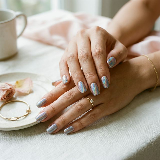 ホログラフィック 虹色ネイル