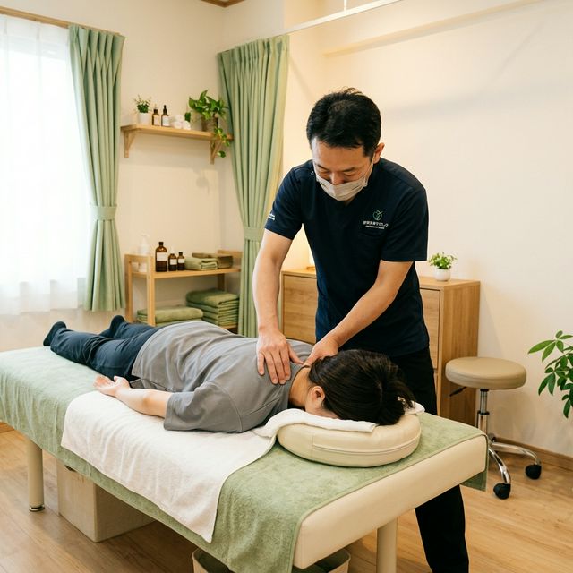 肩こり治療の様子